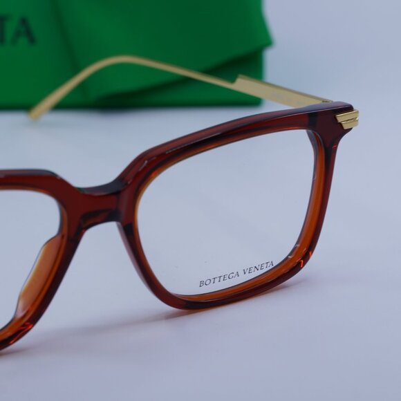 Bottega Veneta BV1009O 004 Square Eyeglasses – Burgundy/Gold 54mm - Picture 2 of 11
